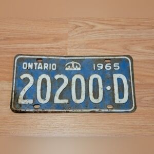 Expired Ontario License Plate 1965 20200D